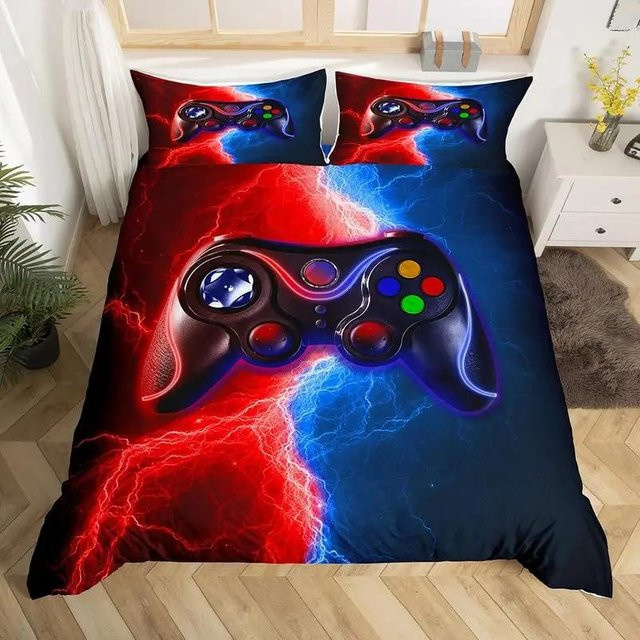 Bettwäscheset Your Warm Home mit Gamepad-Motiv für Jugendliche, 3-teilig, Mehrfarbig, B/H: 200 x 230 cm, inklusive Kissen 50 x 70 cm - Bild 1