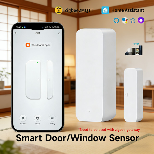 Tuya Zigbee 3.0 Smart Tür- und Fenstersensor in Weiß, drahtloser Kontaktmelder kompatibel mit Home Assistant, Alexa, ZHA und Zigbee2MQTT - Bild 1