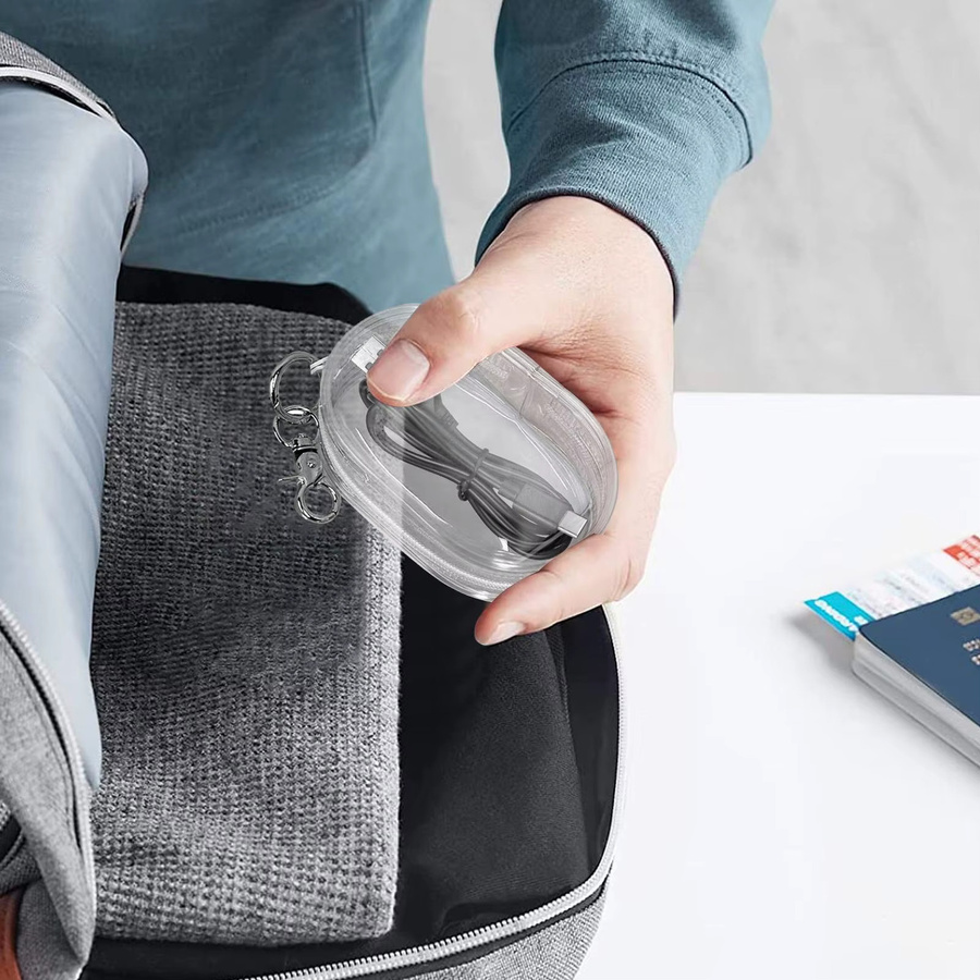 Transparente PVC-Aufbewahrungstasche als tragbarer Organizer für Datenkabel und Handy-Ladegeräte - Bild 2