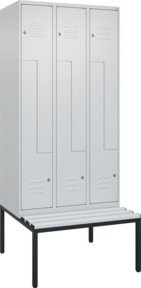 C+P Z-Spind Classic PLUS Sitzbank mit 6 Fächern und Zylinderschloss, Farbe: Grau, B/T/H: 212,0 x 90,0 x 81,5 cm - Bild 1
