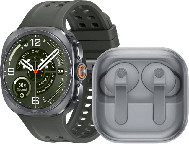 Samsung Galaxy Watch Ultra 2 5G Titan Silber/Grün 47 mm und Samsung Galaxy Buds4 Pro Weiß im Set - Bild 1