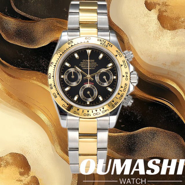 OUMASHI Chronograph, Quarz, Edelstahl, Keramiklünette, 39,3 mm, Herren - Bild 1