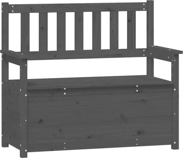 vidaXL Sitzbank aus massivem Kiefernholz in Grau mit Armlehnen, rustikaler Stil, B/T/H: 112,5 x 51,5 x 96,5 cm - Bild 1