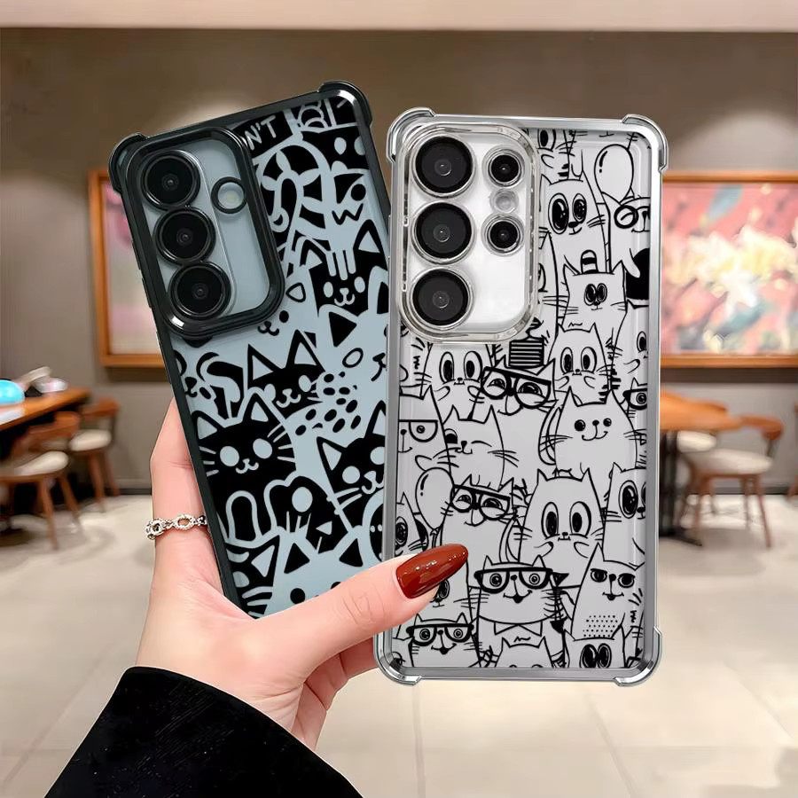 Handyhülle mit Cartoon-Katzen-Design für Samsung Galaxy S26 Ultra S25 S24 S23 S22 S21 Plus S20 FE in Multicolour - Bild 2