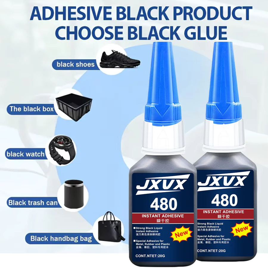 JXVX Hochfester Sekundenkleber Cyanacrylat-Klebstoff für Kunststoff, Harz, ABS, Spielzeug und PVC, 20 g, transparent oder schwarz - Bild 2