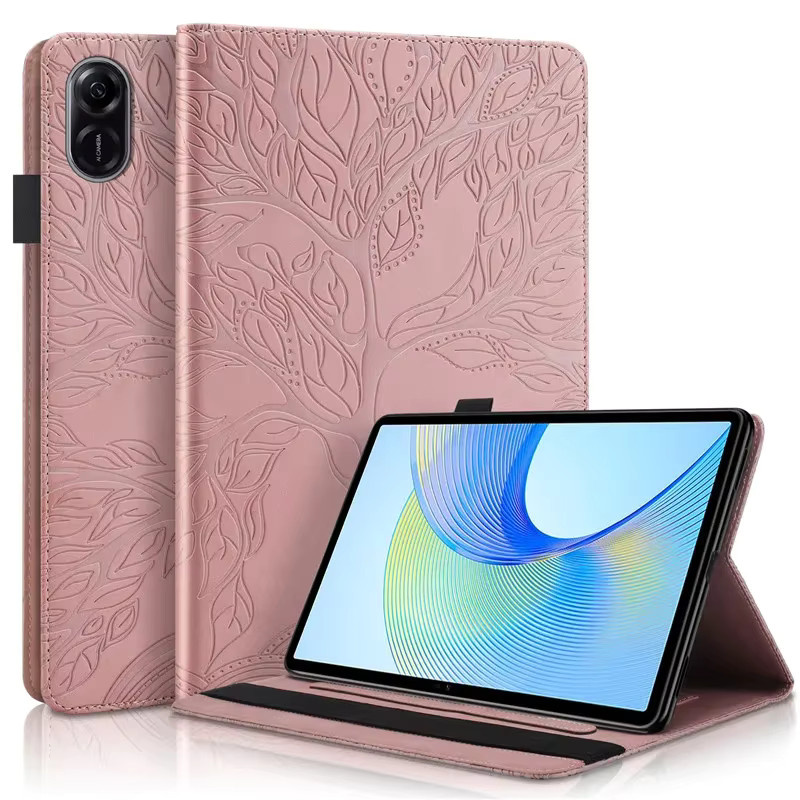 VIGENCIA Tablet Hülle für Honor Pad X9, 11,5 Zoll, Geprägtes Baum-Design, Flip Brieftasche mit Standfunktion, Farbe: Rot - Bild 1