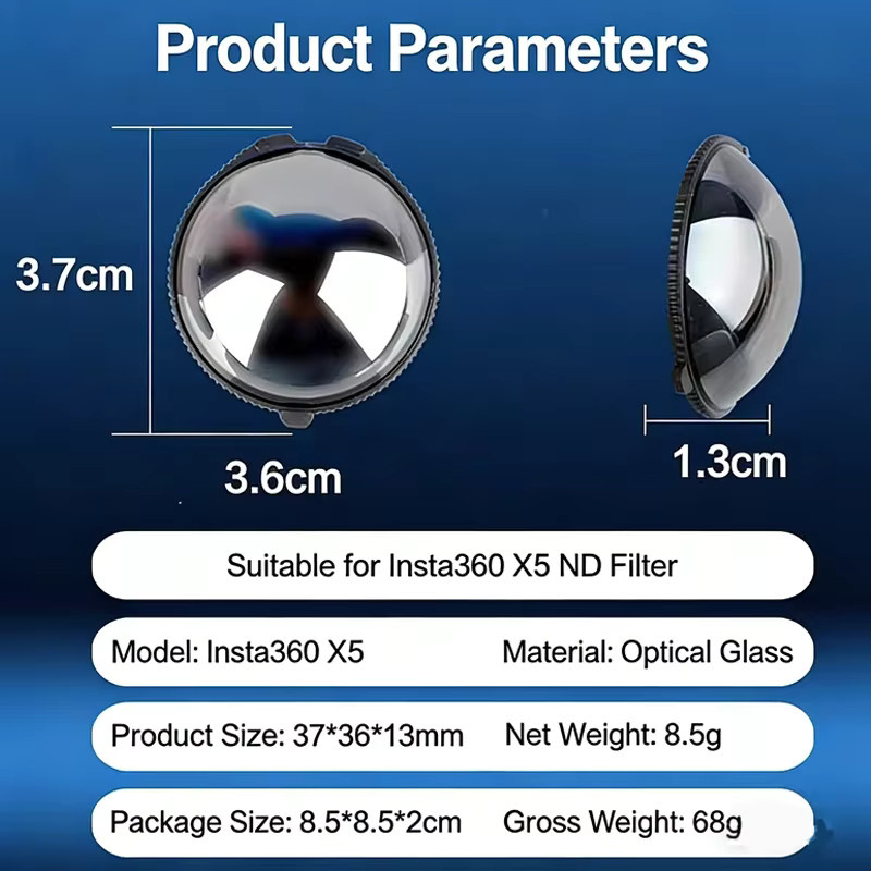 SZKOSTON ND-Filter Set für Insta360 X5, ND16 ND32 ND64 Objektivfilter aus optischem Glas zur Lichtreduktion - Bild 4