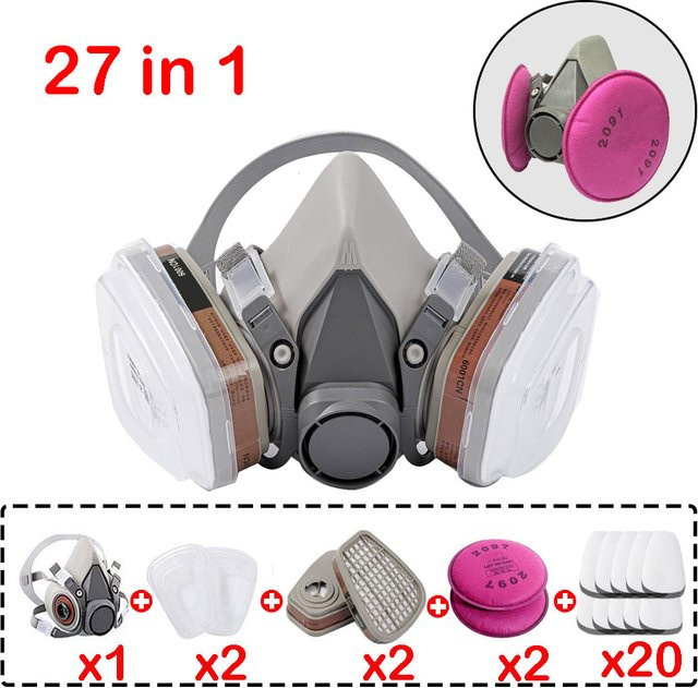 YAKSHA Gasmaske 6200 Set mit Kartuschenbox und 5N11 Filtern zum Schutz vor organischen Säuredämpfen und Staub - Bild 1