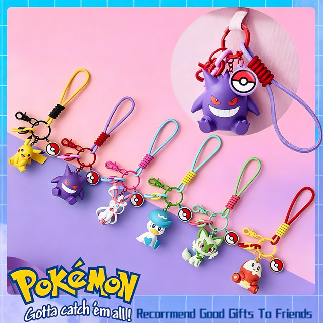 Keeppley Pokémon Schlüsselanhänger, Pikachu, Gengar, Sylveon, Sprigatito, Quaxly, Fuecoco - Bild 1