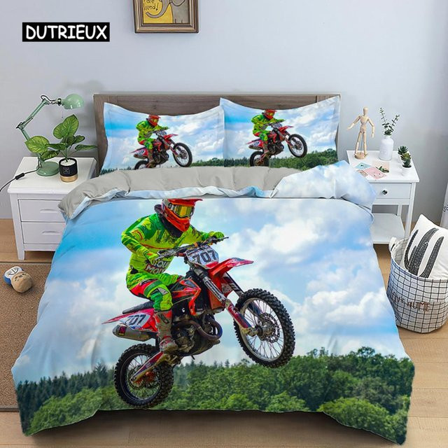 Motocross Bettwäscheset von Binchi Outdoor Product mit Motiv Offroad-Rennen, Mehrfarbig, Material Polyester und Mikrofaser, B/H: 240 x 220 cm - Bild 1