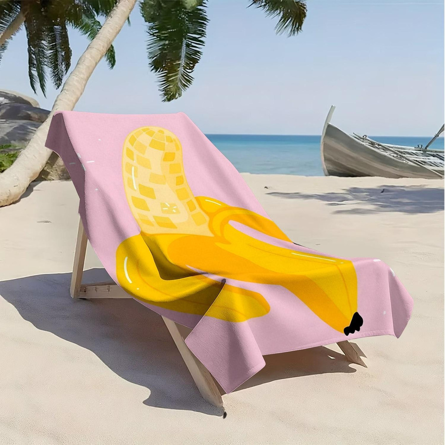 Bananengelbes kariertes Strandtuch aus Polyester-Mikrofaser von Shanika Chen, Breite: 40 cm, Höhe: 60 cm - Bild 3