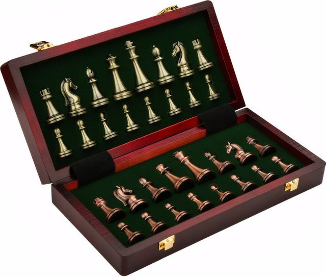 Yernea Schachspiel, Strategiespiel, Holz, Metall, Braun - Bild 1