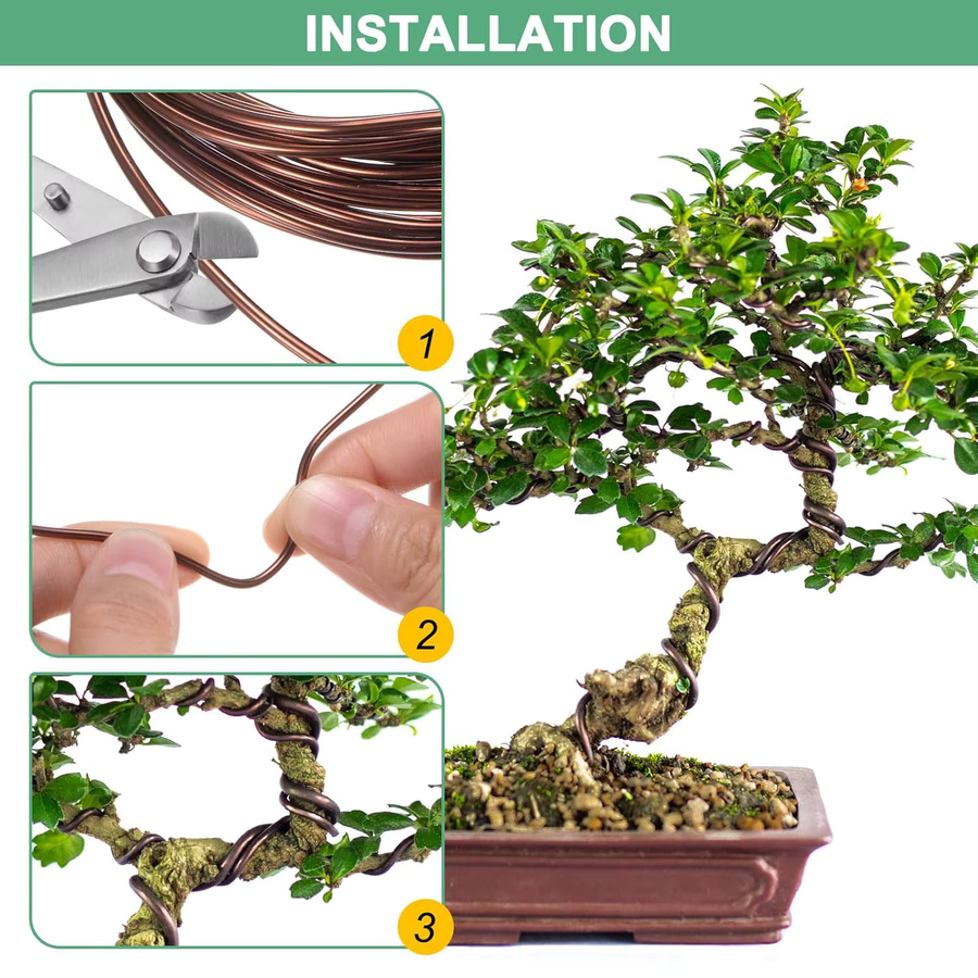 Total Tools Bonsai-Draht aus eloxiertem Aluminium in Braun für Pflanzenformen und DIY-Bastelarbeiten, Durchmesser: 1,0 mm, 1,5 mm, 2,0 mm, 2,5 mm - Bild 3