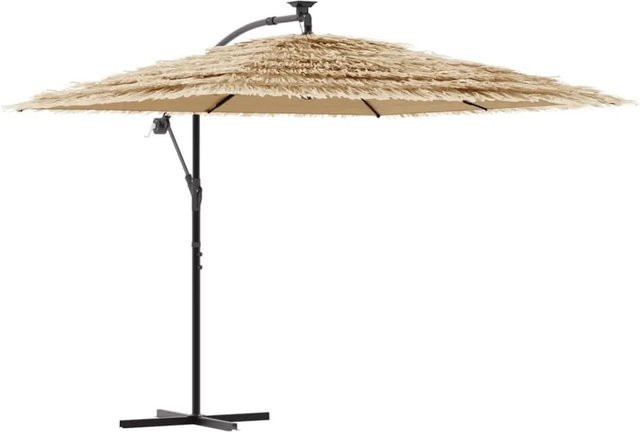 vidaXL Sonnenschirm mit Strohdach und Stahlmast in Braun, B/T/H: 269 x 269 x 235 cm - Bild 1