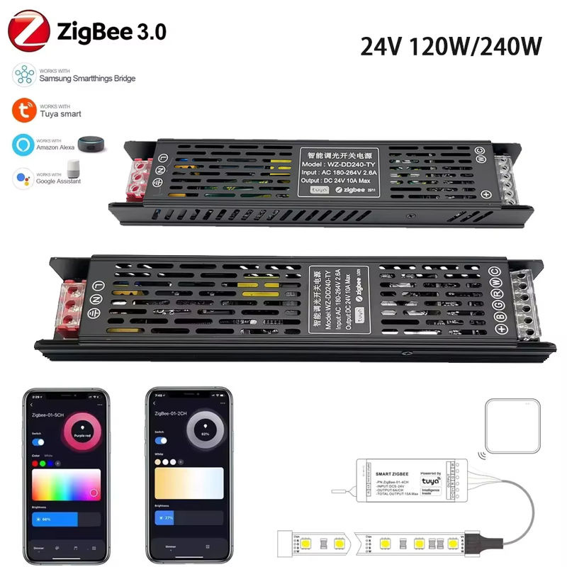 Tuya Zigbee Dimmbarer LED-Treiber DC24V 120/240W CCT/RGBCCT Lichttransformator mit Sprach- und App-Steuerung für Alexa und Google - Bild 6