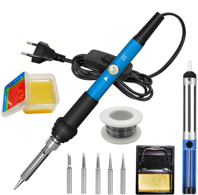 ILIBILIB 60W Lötkolben-Set in Blau mit einstellbarer Temperatur von 200-450°C und 5 Aufsätzen für DIY-Elektronikreparaturen - Bild 1