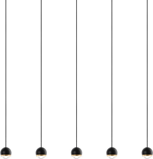 DLS Lighting Cleo LP 5 LED-Pendelleuchte in Schwarz und Messing mit weißem Baldachin und warmweißem Licht (2700K) - Bild 1