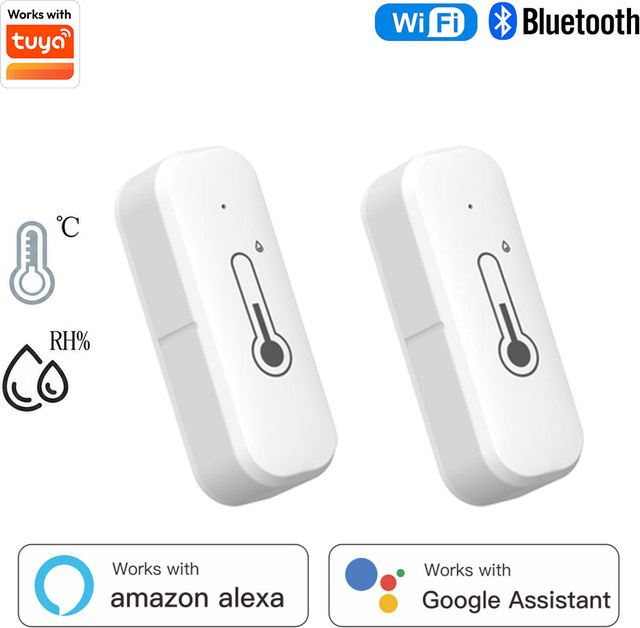 Tuya Smart Temperatur- und Feuchtigkeitssensor in Weiß mit Wi-Fi und Bluetooth zur Smart Home-Automatisierung und Integration mit Alexa und Google - Bild 1