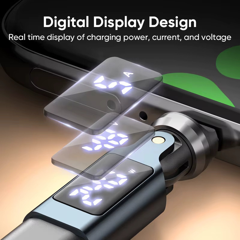 GITFOS 540 Grad drehbarer USB-C OTG-Adapter mit Digitalanzeige, PD 240W 5A Schnellladung, USB-C Stecker auf Typ-C Buchse Konverter für iPhone 17 - Bild 2
