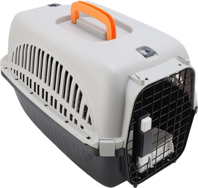 Tragbare Haustiertransportbox von Aimo aus Kunststoff in Schwarz und Grau mit ausgezeichneter Belüftung - Bild 1