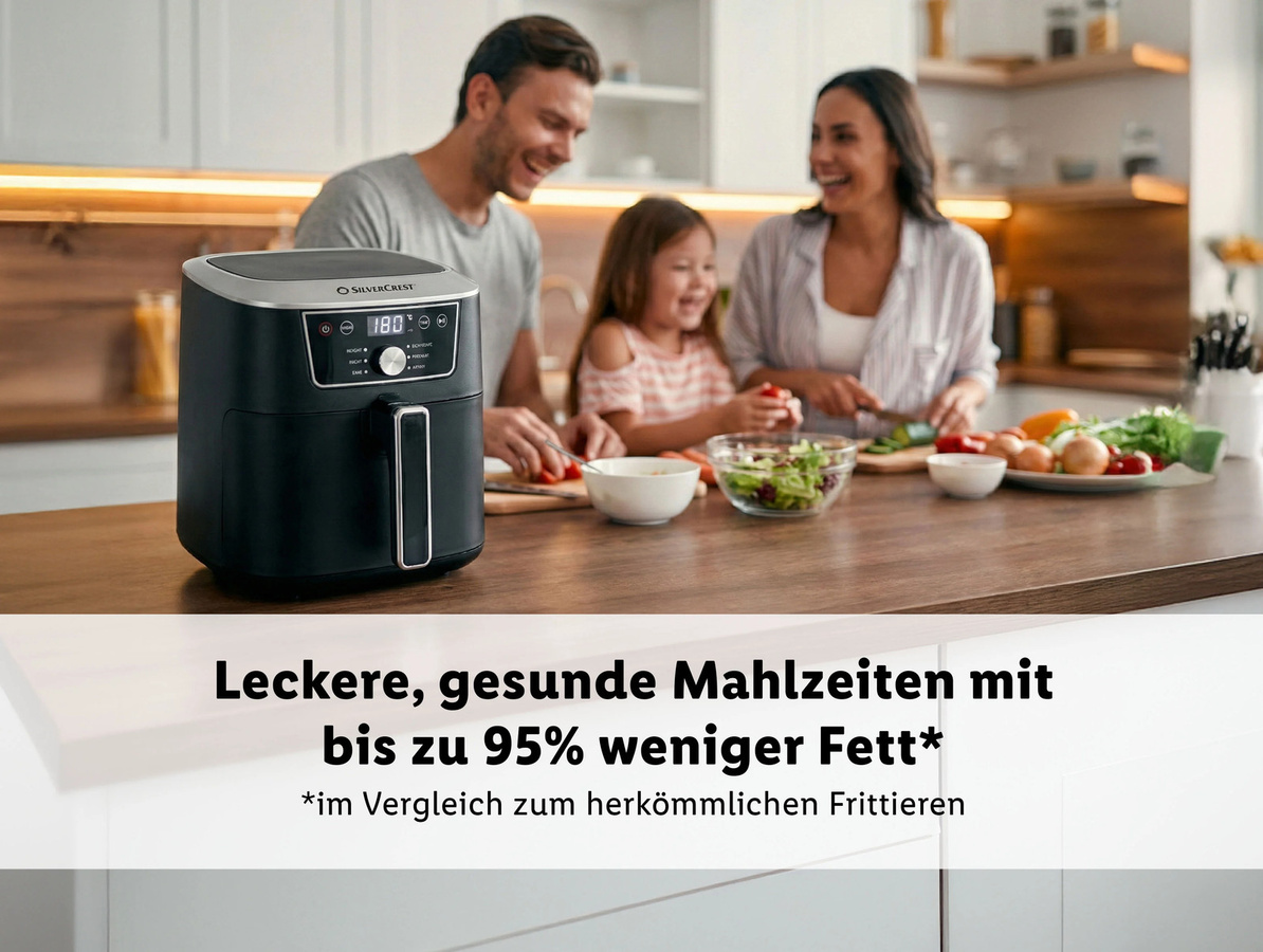 SILVERCREST Heißluftfritteuse SHFD 2150 B1 in Schwarz mit 6,7 l Fassungsvermögen - Bild 3