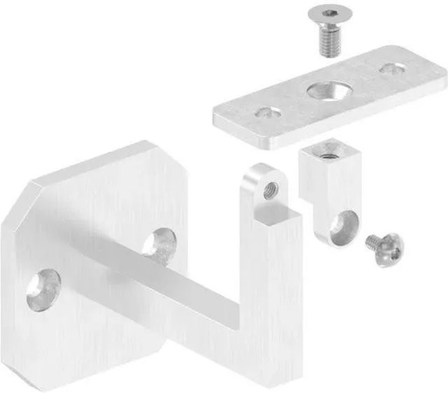 FeNau Handlaufhalter Eckig mit gerader Halteplatte aus Edelstahl in Silber - Bild 1