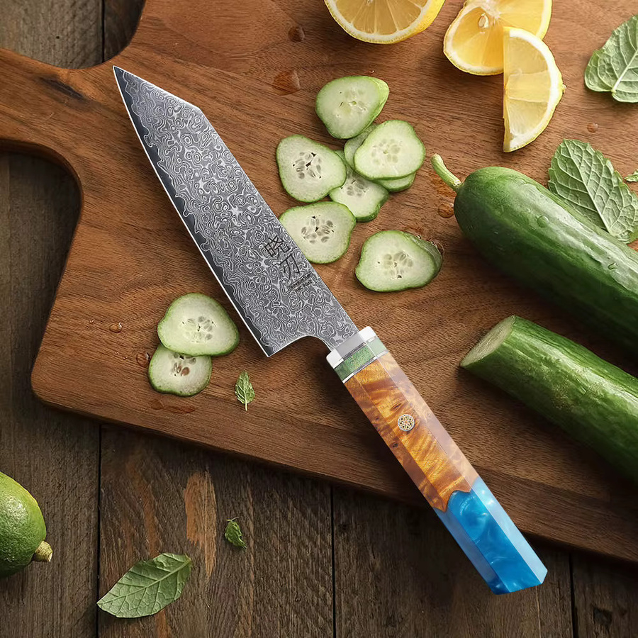 TURWHO Damaskus Utility Petty Messer aus handgemachtem Stahl mit Holzgriff für Küche, Obst und Fleisch - Bild 2