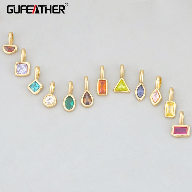 GUFEATHER Charms, 18 Karat Gold rhodiniert, Kupfer, Zirkone, DIY-Anhänger - Bild 1