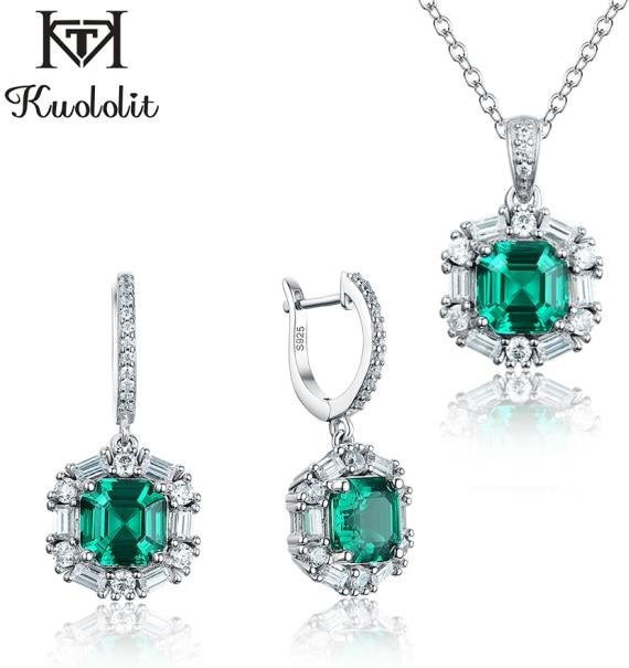 Kuololit Schmuckset, 925 Silber, Smaragd-Edelstein, Damen - Bild 1