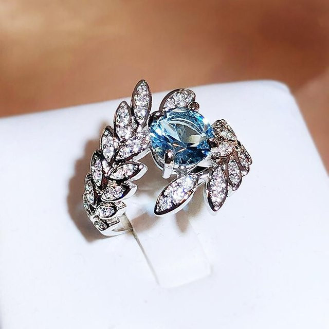 YIRAN Jewelry Pfauenfederring, Diamanten, Damen, grau - Bild 1