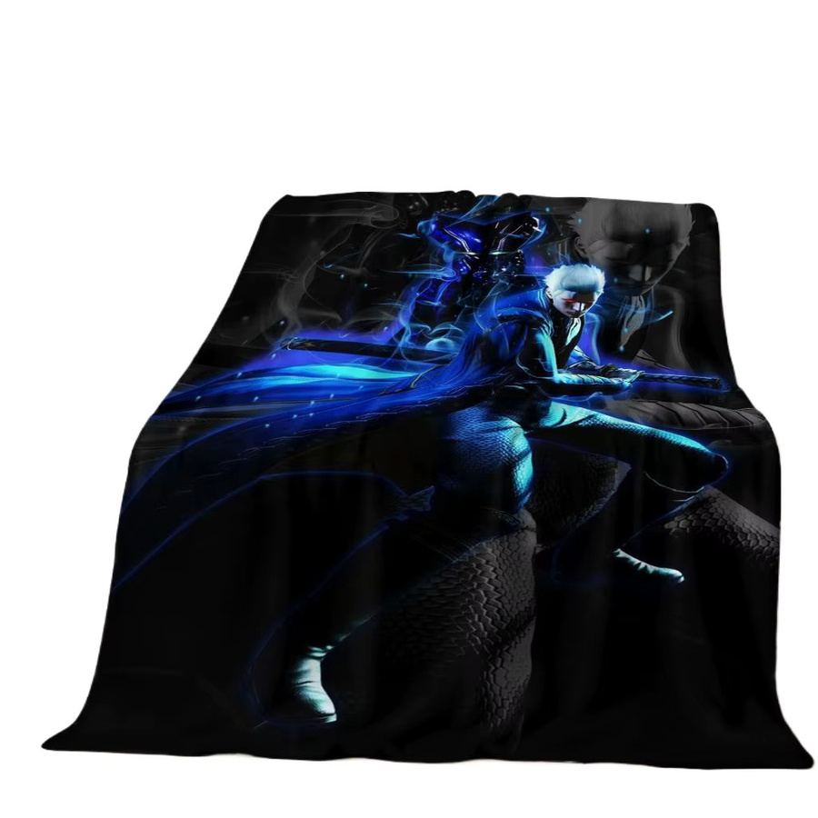 Faviora Flanelldecke D-Devil May Cry DMC Design mit Vergil und Dante in Blau, weiche Fleece Überwurfdecke für Kinder und Erwachsene - Bild 2