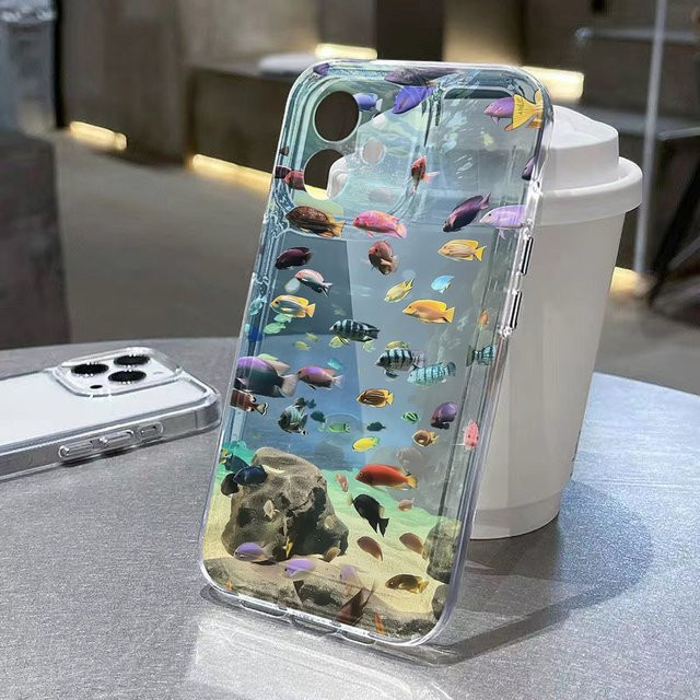 AKABEILA Handyhülle mit transparentem Fisch-Design aus weichem Silikon für iPhone 16 Pro Max, 15 Pro Max, 14, 13, 12 und 11, stoßfeste Silikon-Schutzhülle - Bild 1