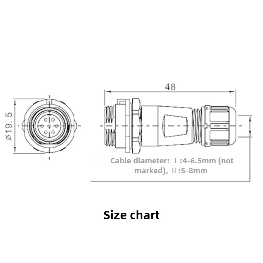 FRHY SP13 2-poliger wasserdichter Luftfahrt-Steckverbinder mit Stecker und Buchse, IP68 Industrieplattenmontage, Verlängerungskabeladapter für den Außenbereich - Bild 4