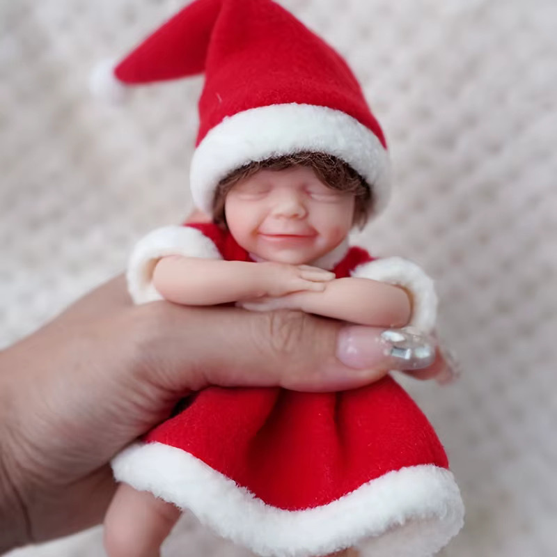 Blrags Micro Frühchen Mädchen Baby Puppe, Silikon, rote Weihnachts Kleidung - Bild 2