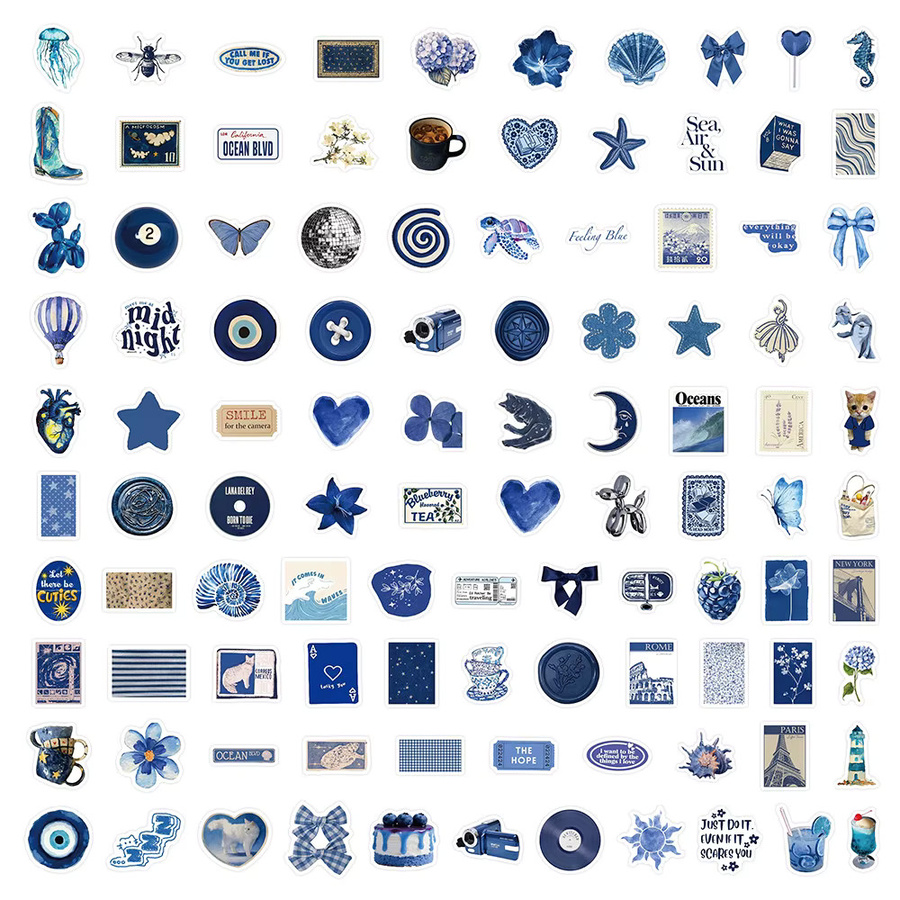 103 Blaue Element-Aufkleber Ästhetische Dekorative Sticker von RecordingYourLife Store für Handyhüllen Laptops und Tagebücher - Bild 3