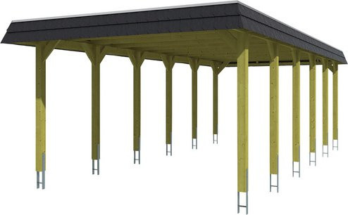 Skan Holz Carport Spessart in Nussbaum braun B/T: 396 x 893 cm mit EPDM Dachbahn - Bild 3