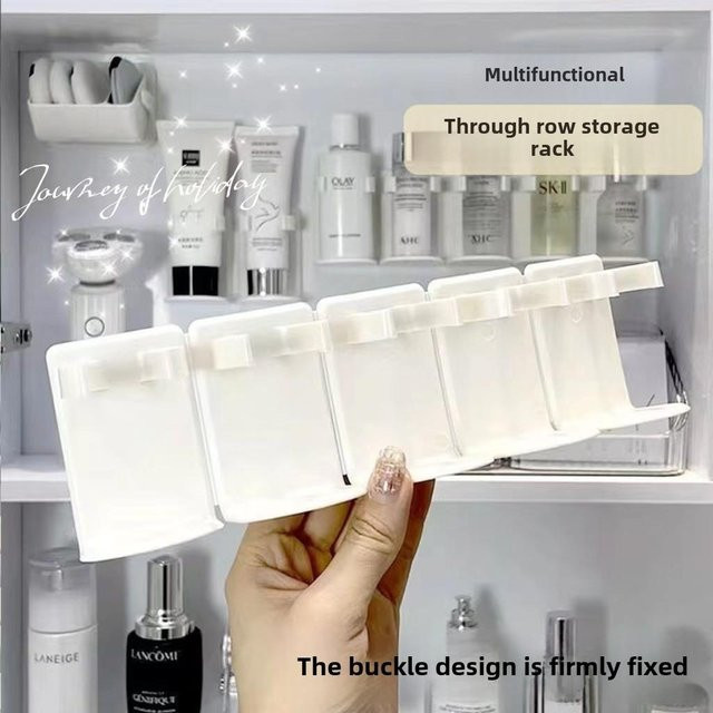 Wandmontiertes Badezimmer-Aufbewahrungsregal von xianyi01 in Grau, selbstklebendes Regal für Kosmetik und Duschzubehör aus Kunststoff mit Rückwand und mattem Finish - Bild 1