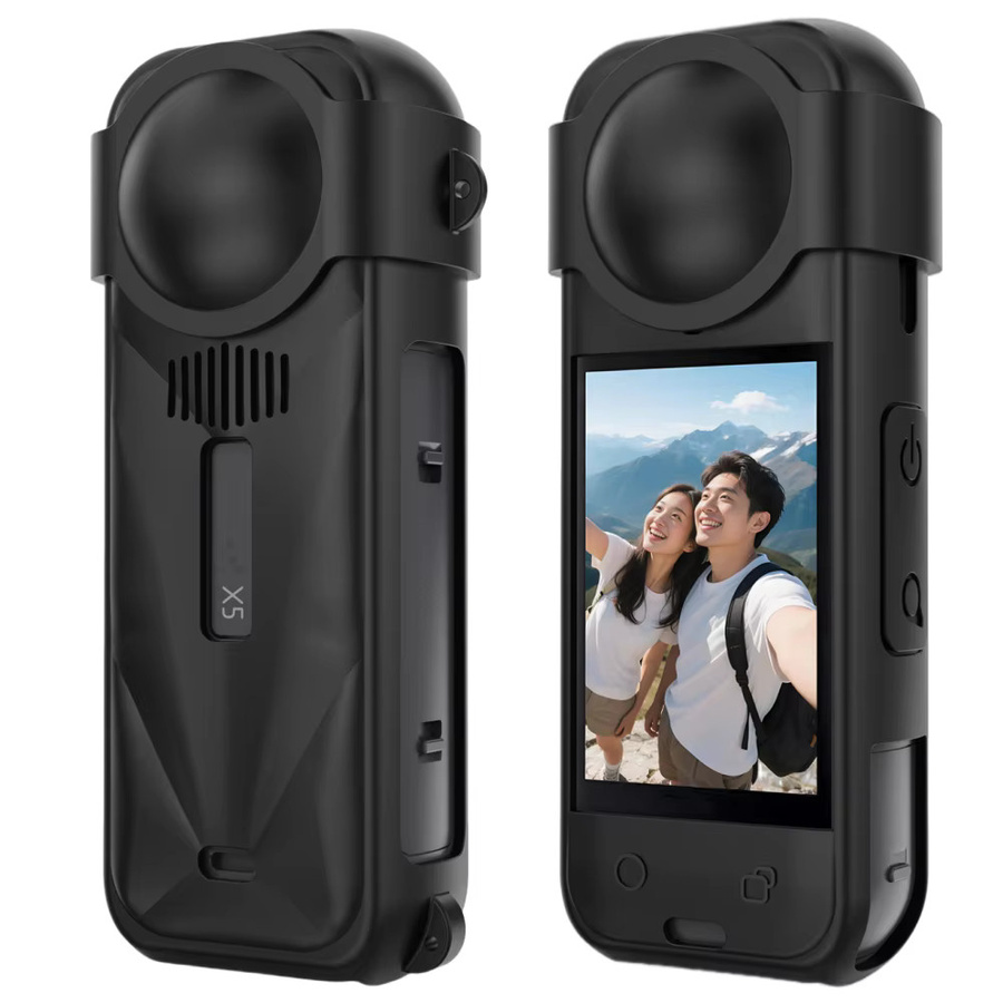 Silikonhülle für Insta360 X5 inklusive Schutzkappe für die Objektivabdeckung in Schwarz - Bild 3