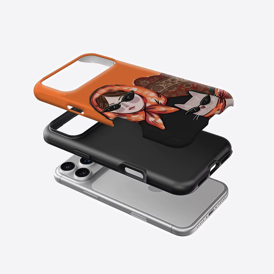 Robuste Duo-Handyhülle von Potdemiel für iPhone 17 16 15 14 13 Pro Max Plus mit Magnetfunktion in Orange - Bild 2