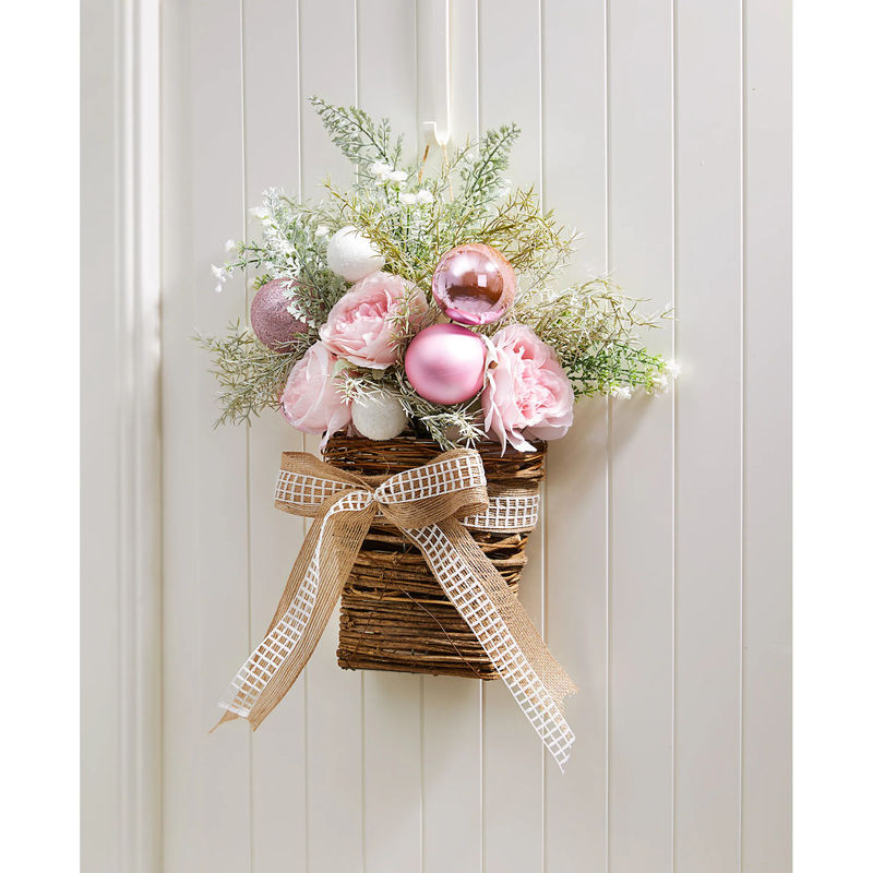 Hängeornament von viva domo im Landhausstil mit floralen Blumen und Blättern aus Holz in Braun, Rosa und Mehrfarbig - Bild 2