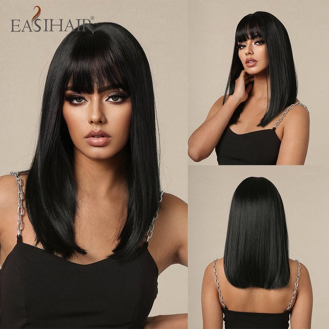 EASIHAIR Bob-Haarperücke mit Pony, Schwarz, Synthetisch, Damen - Bild 1