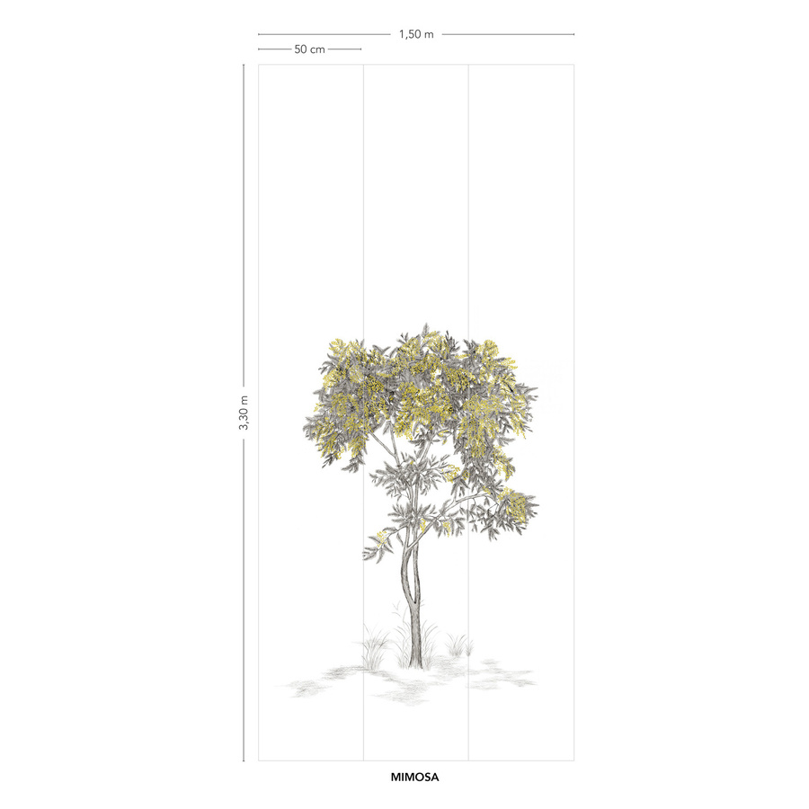 Isidore Leroy Wandbild Arbustes Gris Mimosa in Grau, Gelb und Weiß aus Textil - Bild 1
