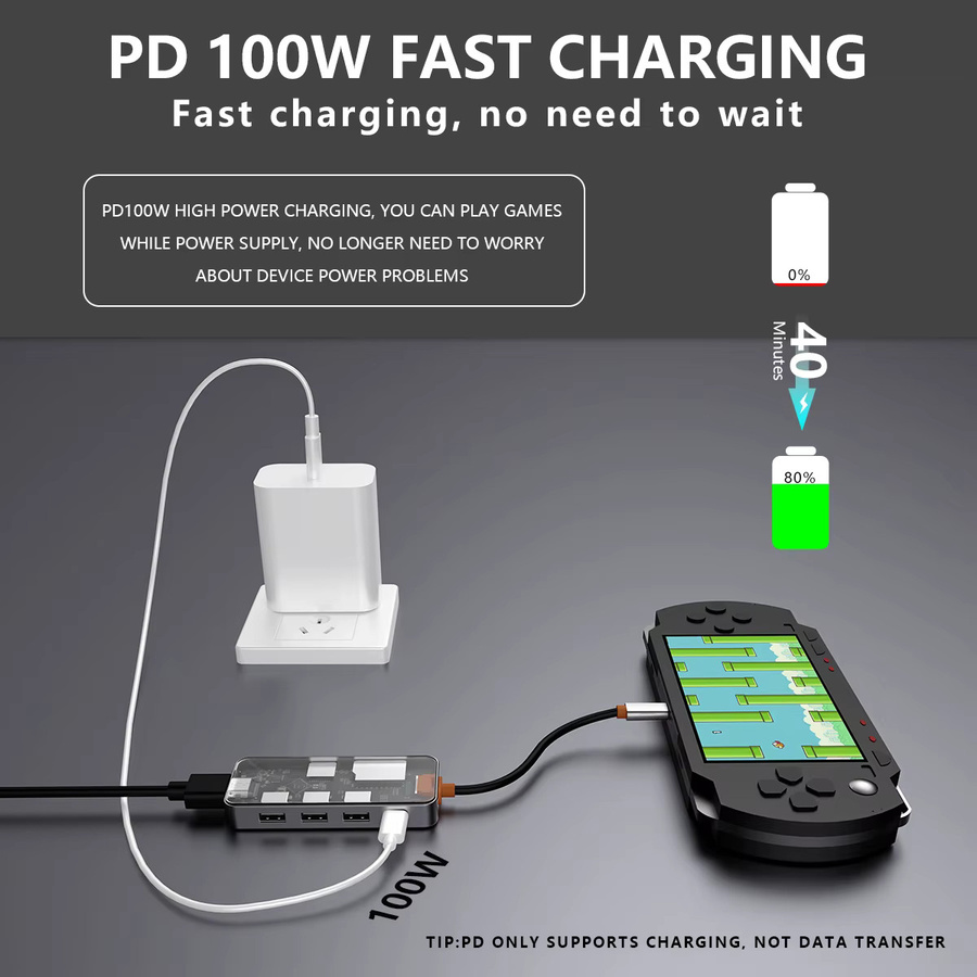 Gopala 7-in-1 USB-C Dockingstation Hub mit HDMI 4K60Hz, PD 100W und Micro SD Kartenleser, grau - Bild 2