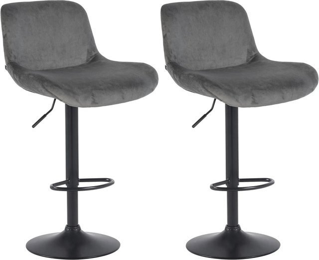 DELUKE 2er Set Barhocker PONOR aus Samt in Dunkelgrau und Schwarz, höhenverstellbare Barstühle mit Lehne und 360 Grad Drehsitz, B/T/H: 50 x 50 x 85 cm - Bild 1