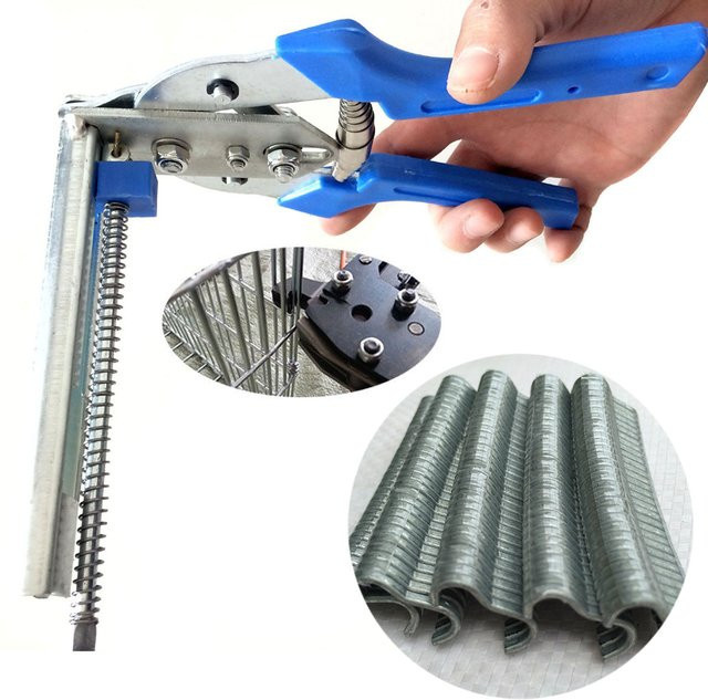 FNICEL Hog Ring Zange mit 600 M Clips Heftklammern aus Edelstahl in Blau - Bild 1