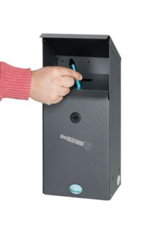 VAR Wandascher EZS 1 Wandaschenbecher aus Metall mit 3,7 l Inhalt in Eisenglimmer-Optik, Wandmontage, Grau/Silber/Schwarz - Bild 1
