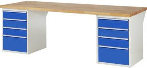Rau Werkbank 7510A3 in Blau mit 8 Schubladen, B/T/H: 250 x 90 x 89 cm - Bild 1