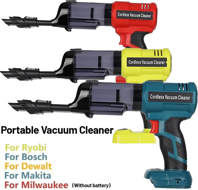 Kabelloser Handstaubsauger in Gelb mit bürstenlosem Motor, kompatibel mit 18V Akkus von Makita, Milwaukee, Dewalt, Bosch und Ryobi - Bild 1