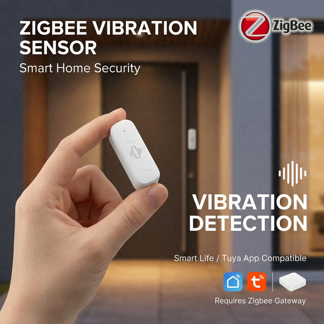 Tuya Zigbee Vibration Sensor Schock Detektor für dein Smart Home Sicherheitssystem in Weiß - Bild 1