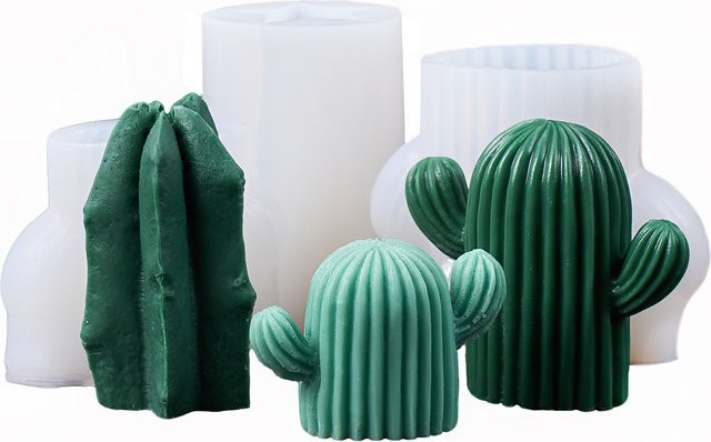 UDOCOOL 3D Kaktus Silikonform für DIY Kerzen, Seife und Gips in Grün - Bild 1